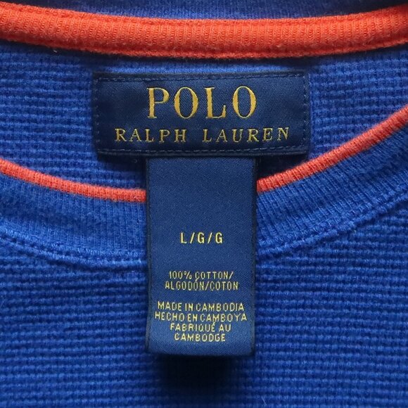 Polo Ralph Lauren Blue & Orange Cotton Crewneck Long Sleeve Sweater L - Picture 5 of 7
